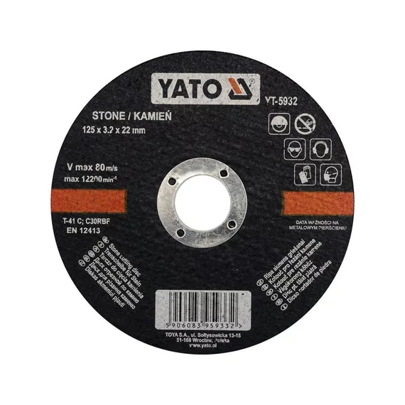 YATO YT-5932 Vágókorong kőre 125x1,5x22mm (vásárolható: csak 5 db-os kiszerelés)