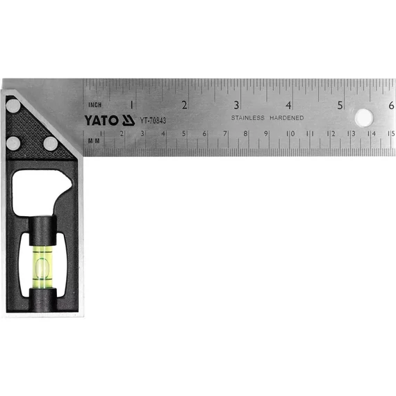 YATO YT-70843 Derékszög inox libellával150 mm 