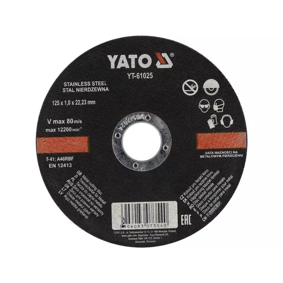 YATO YT-61025 Vágókorong fémre 125x1,0x22,2mm inox