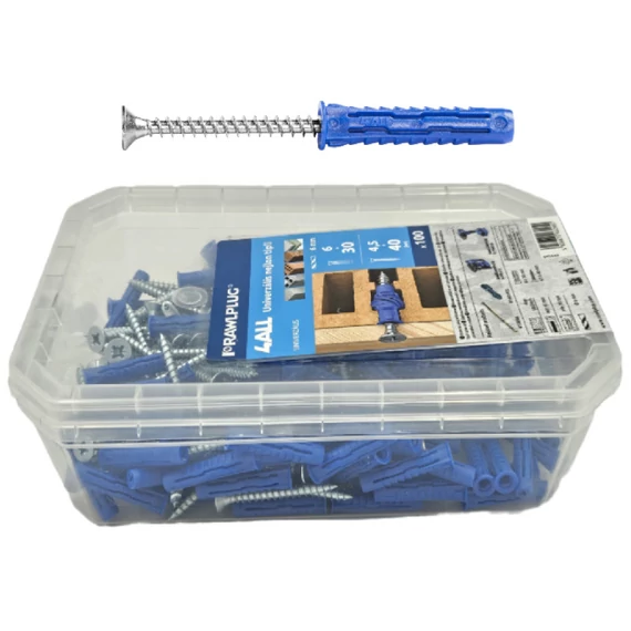 Rawl 6x50mm 4ALL nagyteljesítményű nylon dübel   Süllyf. csavar 4,5x60mm (60db/csomag)