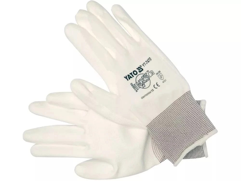 YATO YT-7470 Szerelő kesztyű (FEHÉR, mártott) 10-es