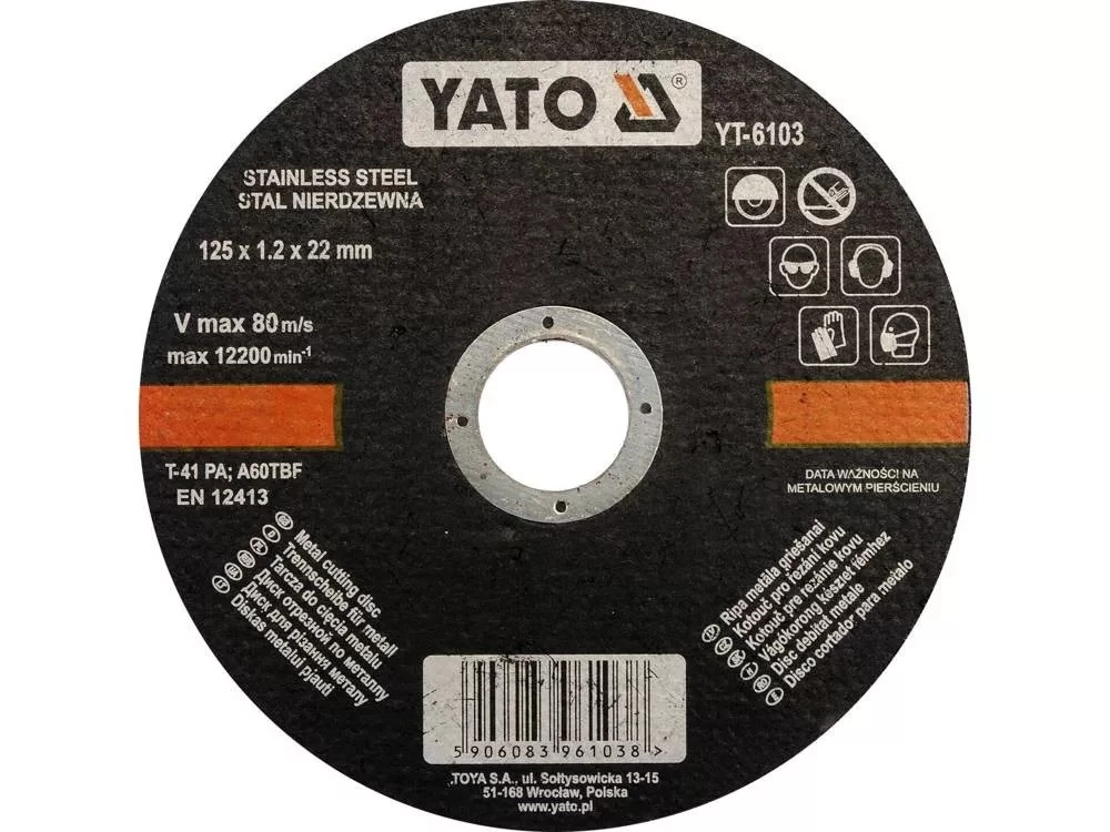 YATO YT-6103 Vágókorong fémre 125x1,2x22mm inox