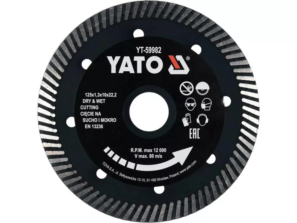 YATO YT-59982 Gyémánt vágókorong turbó 125x1,3x10x22,2mm