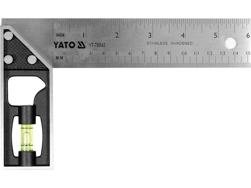YATO YT-70843 Derékszög inox libellával150 mm 