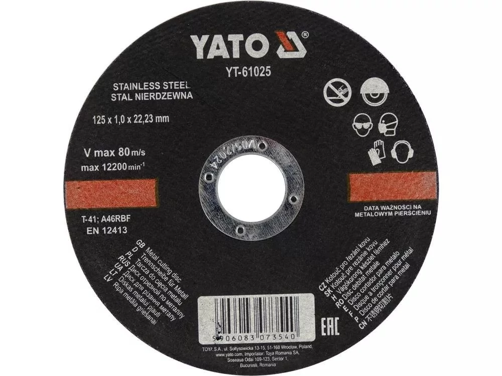YATO YT-61025 Vágókorong fémre 125x1,0x22,2mm inox (vásárolható: csak 5 db-os kiszerelés)