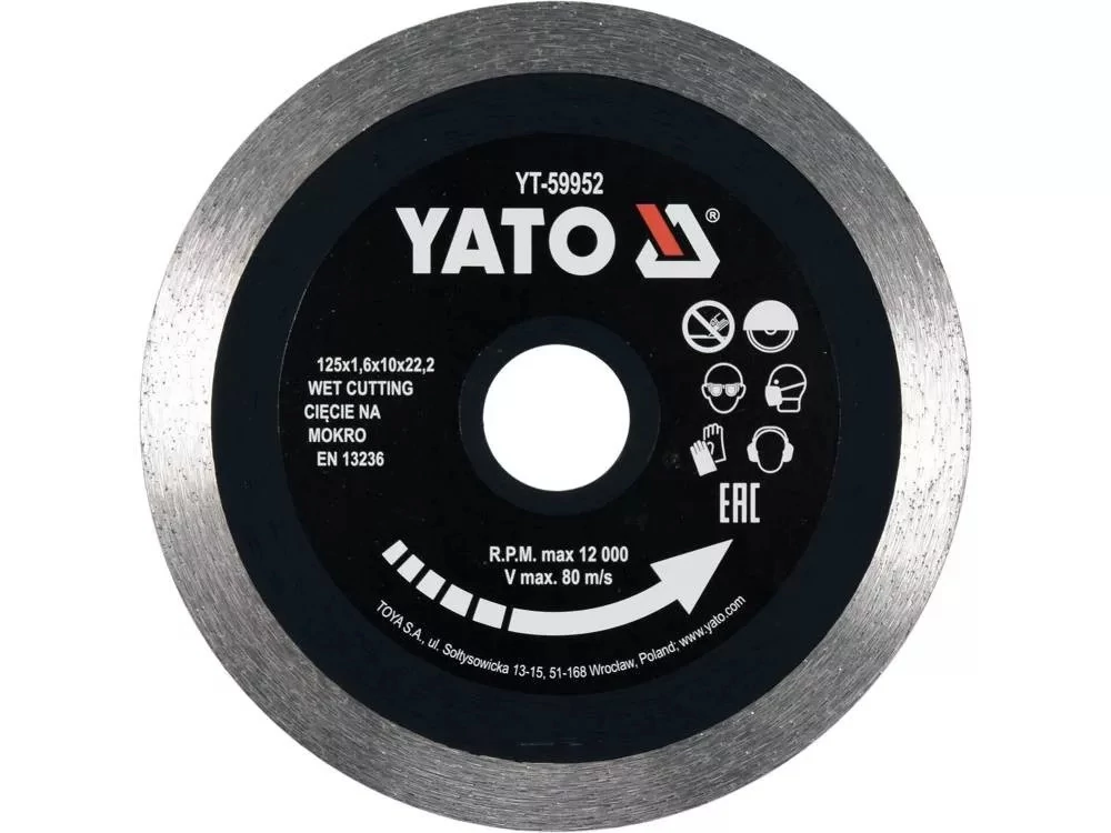 YATO YT-59952 Gyémánt vágókorong folytonos 125x1,6x10x22,2mm